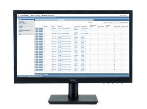 An image of a monitor with Clear Ballot's ClearDesign software on the screen.