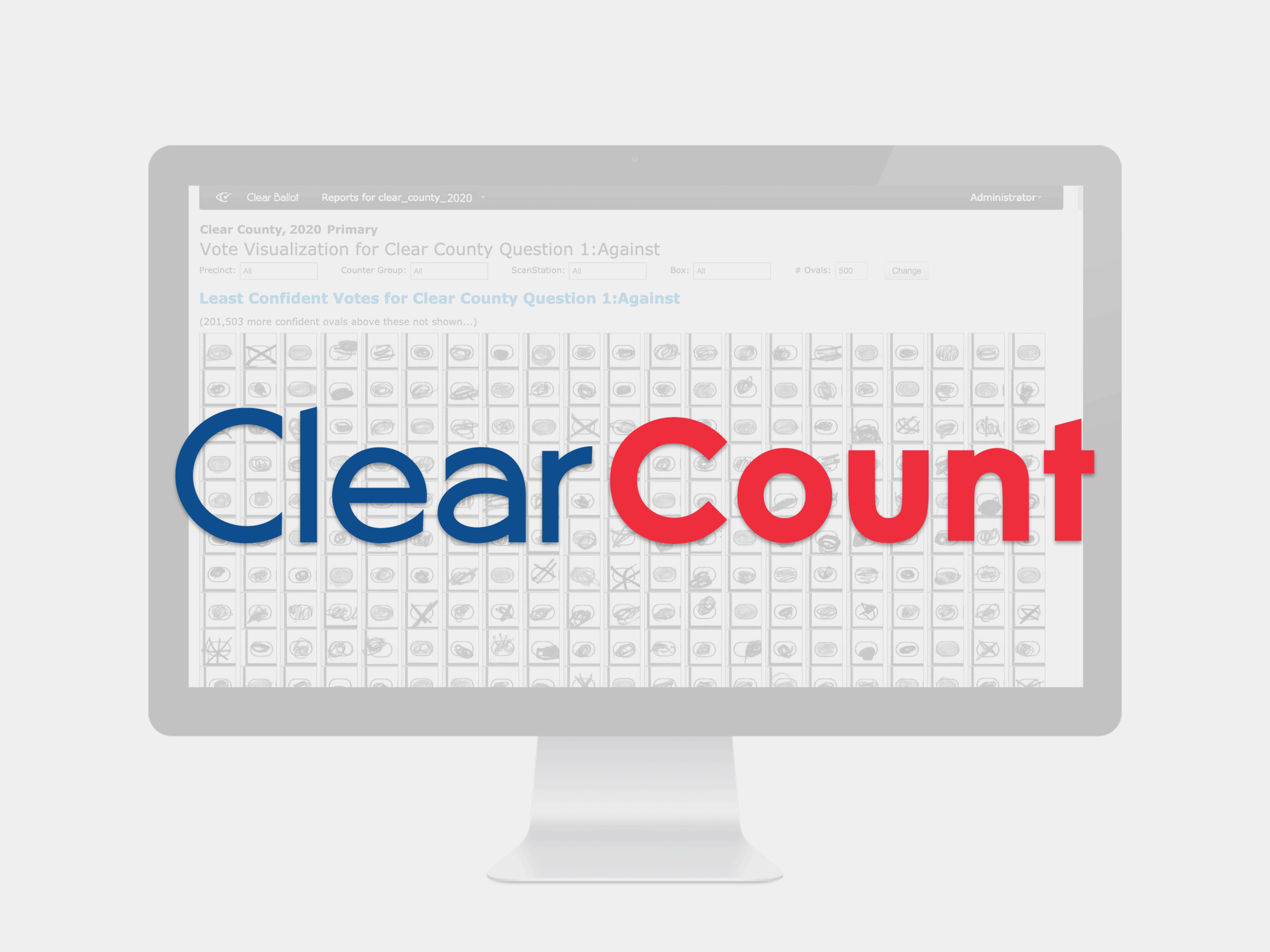 ClearCount software on a computer monitor