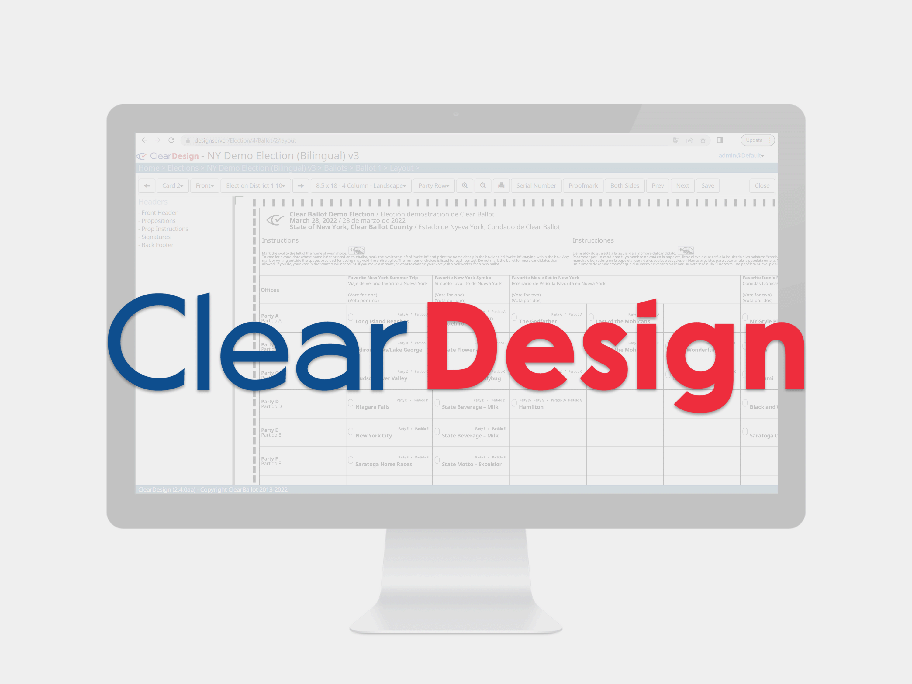 ClearDesign software on a computer monitor